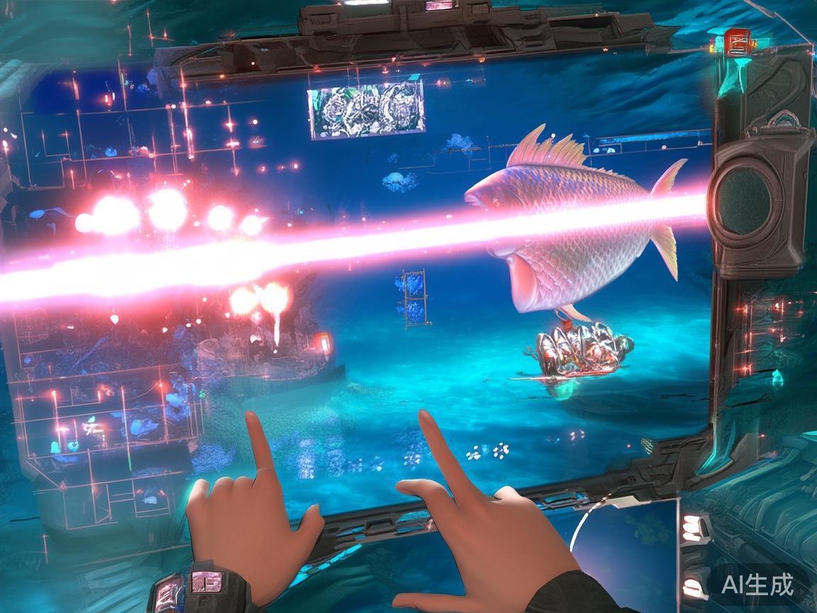 点击屏幕进行射击。高等级鱼或特殊宝物需要多次射击或